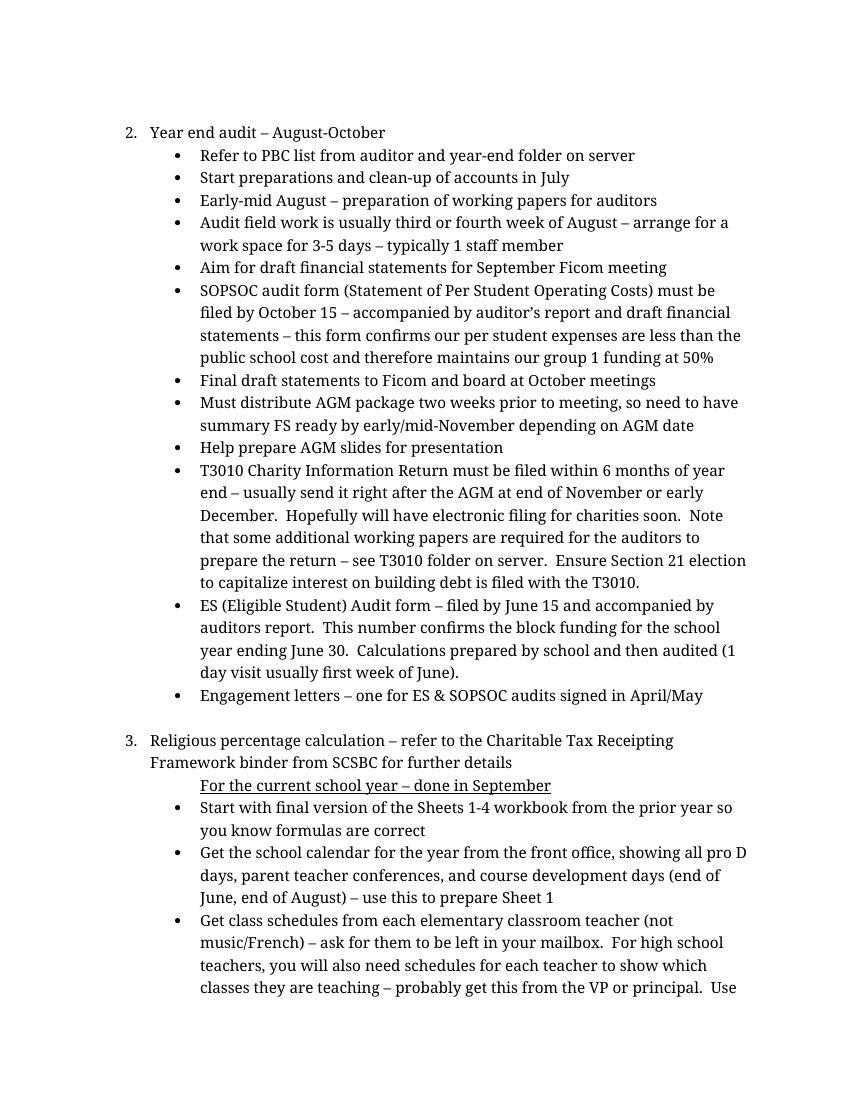 Business Manager Procedures Sample Manual